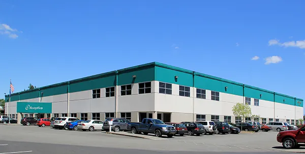 Exterior photo of the Aseptico headquarters and warehouse