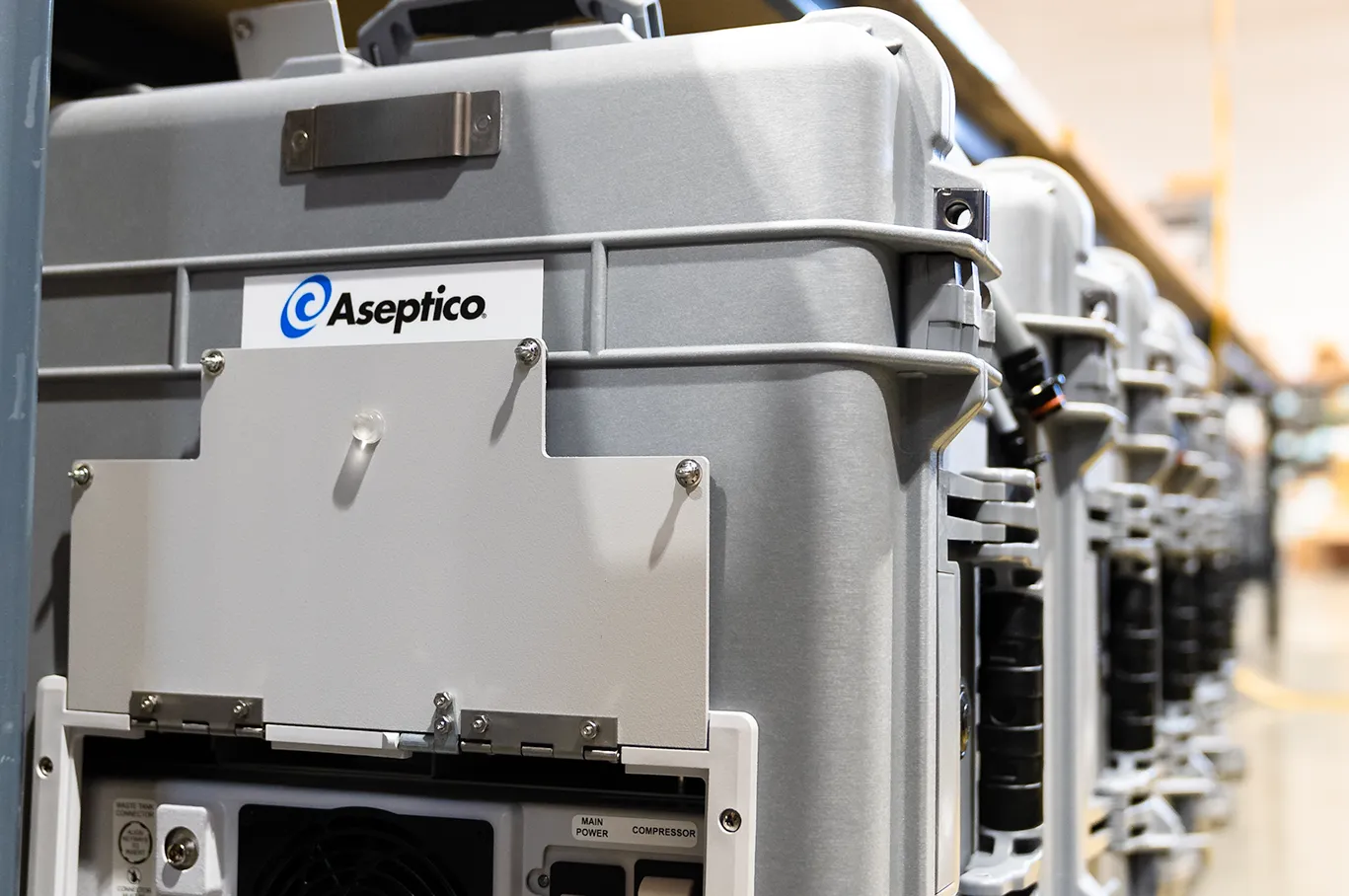 photo of several AEU-525 units behind each other on a production line