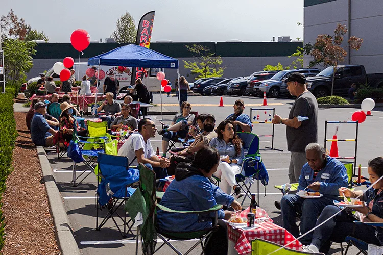 photo of a fun aseptico company BBQ during the summer